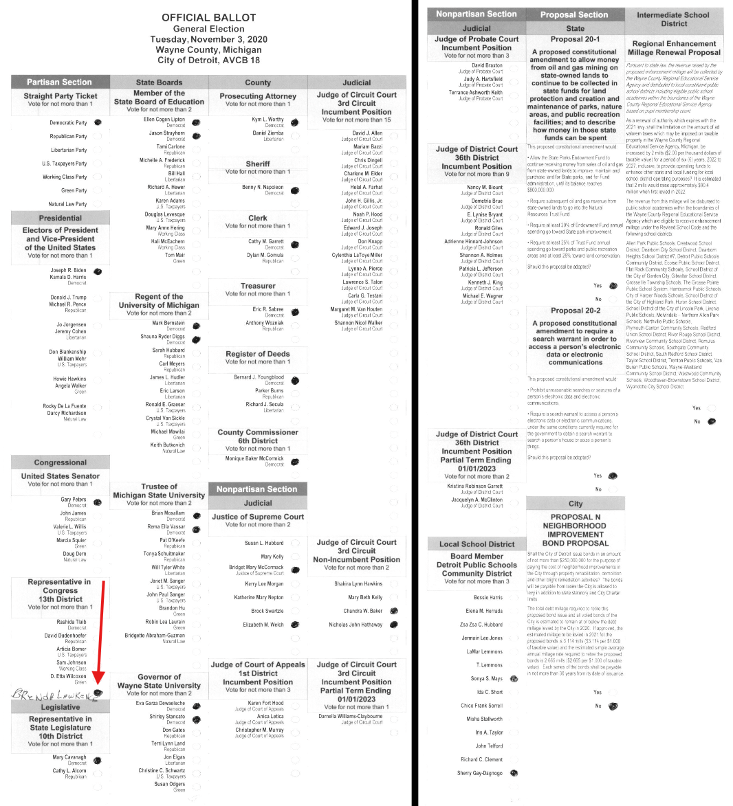 Primary-style BMD ballot example 1